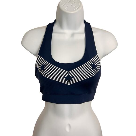 SoulCycle Stars & Stripes Sports Bra Sz Small Navy Blue Racer-Back Athletic - Picture 8 of 10